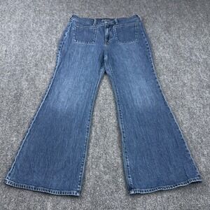 J.Crew '96 Flare Jeans Women 30P Lexi Kay Wash High Rise Patch Pockets CF219